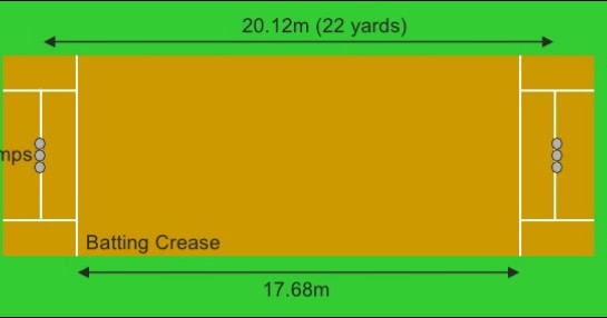 cricket pitch is 22 yards or 20.12 meters